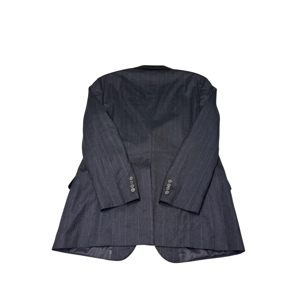 Vintage Polo University Club Ralph Lauren Pinstripe Wool Blazer Charcoal 44R‎